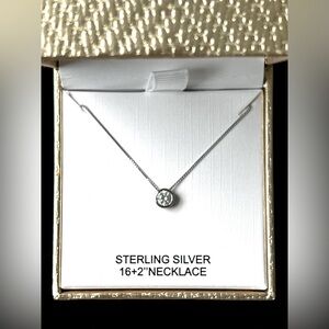 Charlotte & Lexi Zirconia Pendant Sterling 925 Silver Box Chain Necklace NIB